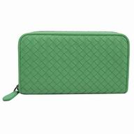 Bottega Veneta Classic Weave Nappa Zipper Wallet In Green B6110704