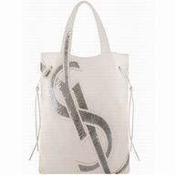 YSL CABAS PETIT CABAS Y Calfskin Canvas Bag In White YSL5178649