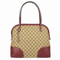 Gucci Bree Classic Jacquard Weave Cotton Cloth Bag In Khaki Red G6122211