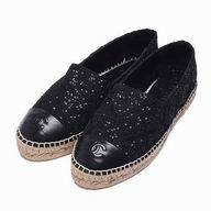 Chanel Classic Espadrilles Sheepskin CC Logo Shoes Black C7030201