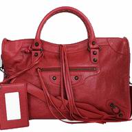 Balenciage City Medium Small Studs Lambskin Bag Scarlet G454512
