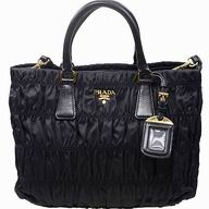 Prada Nylon Gaufre Gold Logo Large Bag In Black PRB2587L