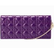 Dior Cannage Lambskin Patent Evening Cluch Purple D481293