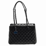 Chanel Classic CC Logo Rhomboids Caviar Calfskin Shoulder Bag Black C7041608