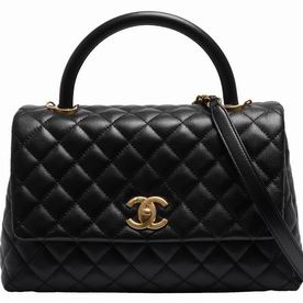 Chanel Caviar Leather Coco Handle Anti-Gold Handbag Black A8964A8