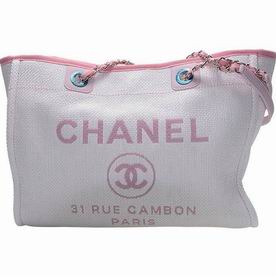 Chanel Canvas Deauville Chain Shoulder Tote Bag Orange A67001CLPINK