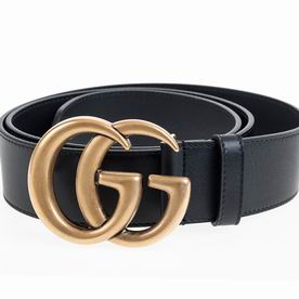 Gucci Retro Anti-gold GG Buckle Black Cowhide 4122238