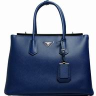 Prada Saffiano Cuir Large Double Tote Bag Deep Blue PR566E25