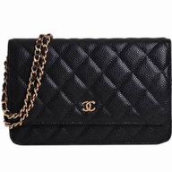 Chanel Caviar Gold Chain CC Woc Flap Bag Black A33814