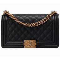 Chanel Caviar Cowhide Anti-Gold Chain 25cm Boy Bag Black A53183