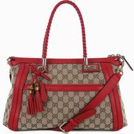 Gucci Bella GG Logo Fabric Weave Handle Bag Red Side GU455453