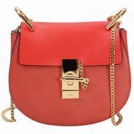 Chloe Drew Grain Leather Golden Chain Bag Orange Red c55649963