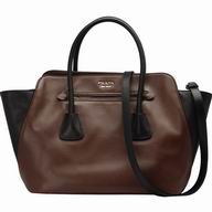 Prada Soft Calf Relievo Logo Calfskin Should/handbag Brown/Black PR493938