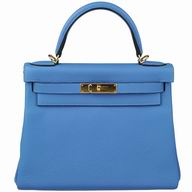Hermes Kelly 28cm Bleu Paradis Togo Leather Gold Hardware Handbag HK1028TTB