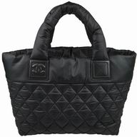Chanel Coco Cocoon Black Nylon Bag Silver Chain A92258-BLK