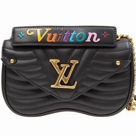 Louis Vuitton Smooth Calfskin Louis Vuitton New Wave Chain Bag PM Deep-Black M51683
