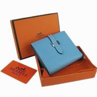 Hermes Classic Clemence Leather Purse In Light Blue H0006D