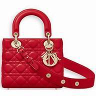 Dior "LADY DIOR" BAG IN BRIGHT RED LAMBSKIN M0532OCAL M383