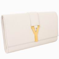 YSL Saint Leather Paris Y Calfskin Wallets In White YSL5244075