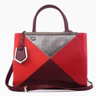 Fendi 2Jours Calfskin Leather Hand/shouldbag Red/Silver 8BH253