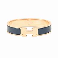 Hermes Clic H Logo Alloy R-Bracelet Deep Blue/Rose Gold H7021703