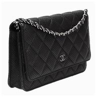 Chanel Lambskin Silver Chain Woc Bag Black A56898