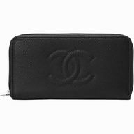 Chanel Caviar Leather CC Logo Wallet In Black A56328