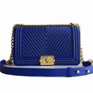 CHANEL Leboy Shoppe Gold Hardware Calfskin Bag in Royal Blue C61210901