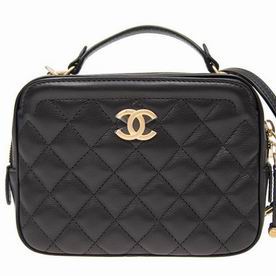 Chanel Black Calfskin Gold-Tone Metal Vanity Case A57905CBLKGP