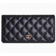 Chanel Classic CC Lambskin Long Wallet Black Gold A59961