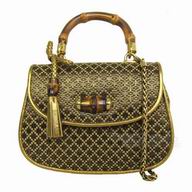 Gucci Bamboo Handle Weave Hand/Shoulder Mini Bag In Gold G6122503