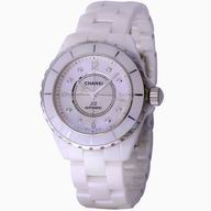 Chanel J12 White Ceramic 38mm Automatic MOP Diamond Dial Watch H2423