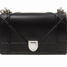 Christian Dior Small Diorama Bag Cowhide Black Silver-tone Lock M0421PNAG900