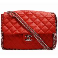 Chanel Lambskin Chain Around Maxi Flap Bag Orange Red A55165