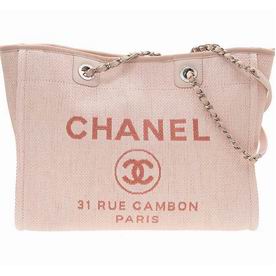 Chanel Canvas Deauville Silver Chain Shop Tote Bag Light Pink A67001CLLPINK