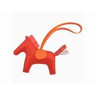 Hermes Horse Sheepskin Handbag Hanging Omarment In Orange Red H4567897