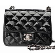 Chanel Patent Mini Coco Bag In Black silver A4571128
