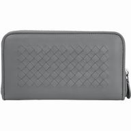 Bottega Veneta Classic Weave Calfskin Wallet In Gray B6110703
