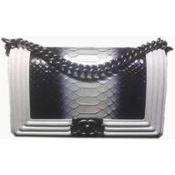 CHANEL Boy Anti-Silvery Hardware South Africa python skin Bag in White/Dark Purple C6121101