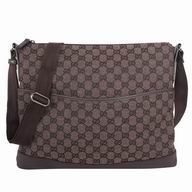 Gucci GG Logo Weaving Bag In Dark COffee G5947056