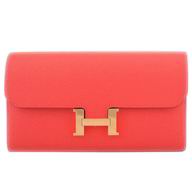Hermes Kelly Epsom Leather Long Wallet Gold Hardware Coralito H37166