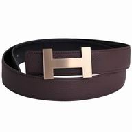 Hermes Gold H Buckle Black Togo and Coffee Box Leather Two-sided Belt H052009