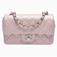 Chanel Patent Silver Chain Mini Coco Flap Bag Skin Pink A598099