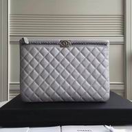 Chanel Calfskin Wallet Gray C6120513