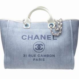 Chanel Denim Canvas Weave Shopping Beach Bag Light Blue A66941CLBLUEWHT