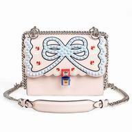 Fendi Kan I Butterfly Calfskin Silvery Chain shoulder Bag Pink Orange F7071909