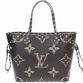 Louis Vuitton Monogram coated canvas NEVERFULL MM Black and Caramel M44676