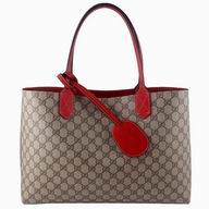Gucci Calfskin Two Sided Tote Bag In Khaki Red G368568