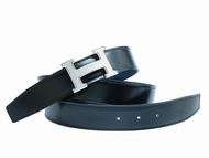 Hermes Gold H Buckle Black Box and Blue Epsom Leather Two-sided Belt H553050