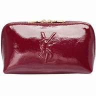 YSL Saint Laurent Vernis Calfskin Y cosmetic Bag In Red YSL4592055
